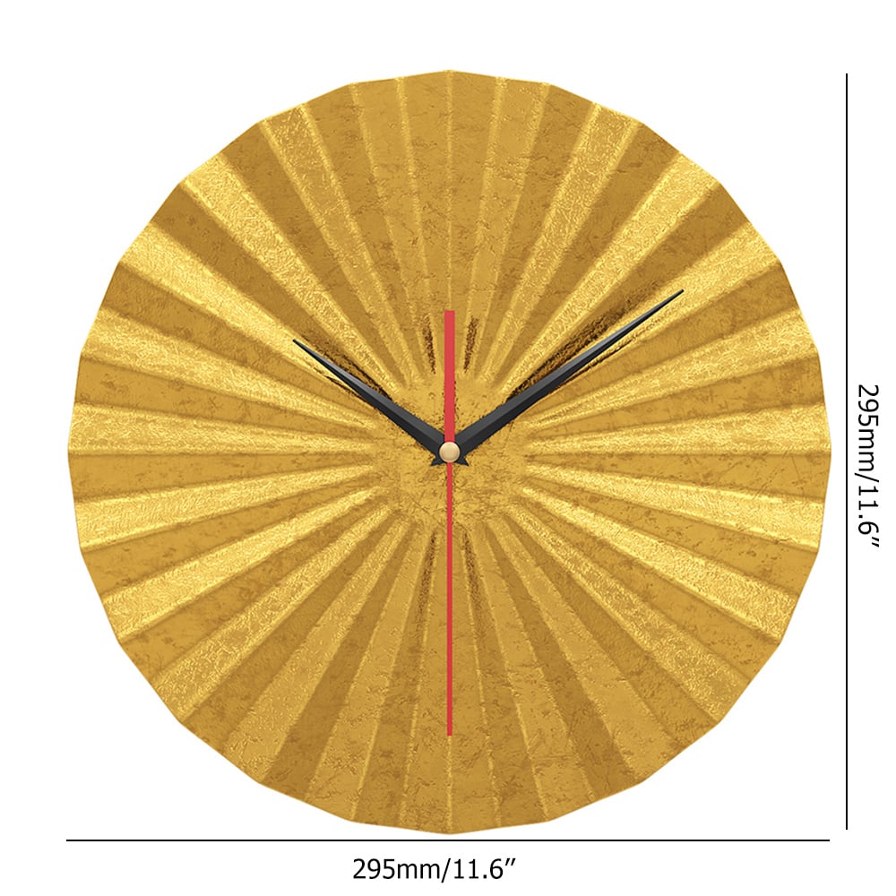 Gold Light Luxury Round Metal Fanshaped Wall Clock window image