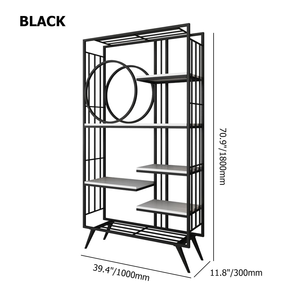 Estantería Etagere de pie contemporánea de 6 niveles en metal y madera Imagen de ventana