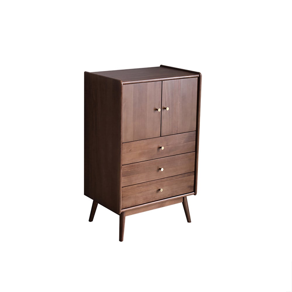 Modern Minimalist Walnut Cabinet with 2 Doors & 3 Drawers window image