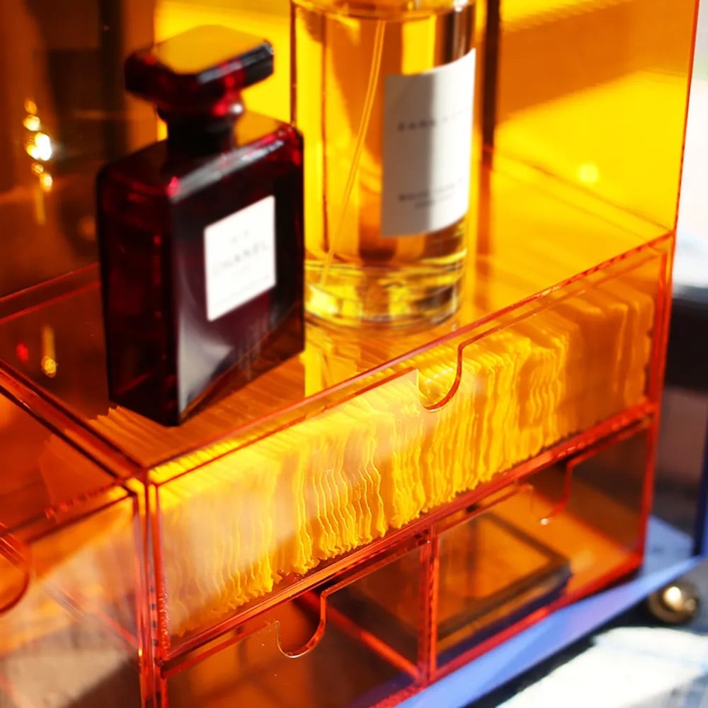 Acrylic Makeup Organiser Desk Storage Shelving with 4 Paws window image