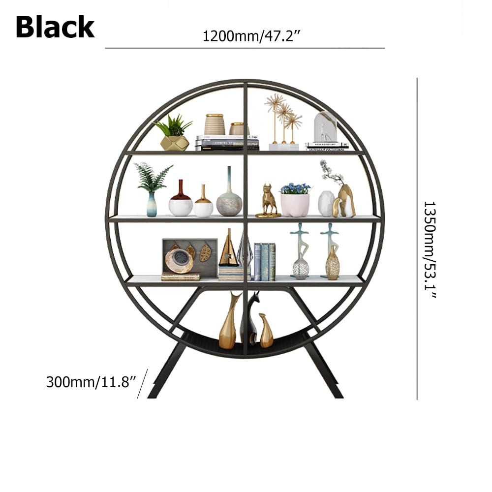 Contemporary Freestanding Round Etagere Bookshelf window image