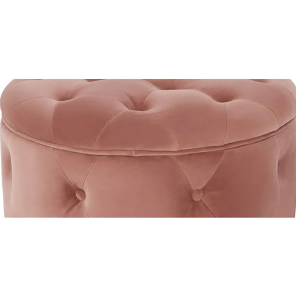 Taburete redondo tapizado otomano rosa de terciopelo 23.6"Dia Imagen de ventana
