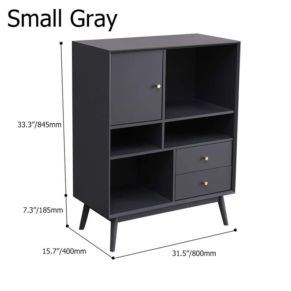 Modern Minimalist White Cabinet with Door & Drawers & Shelves in Small window image