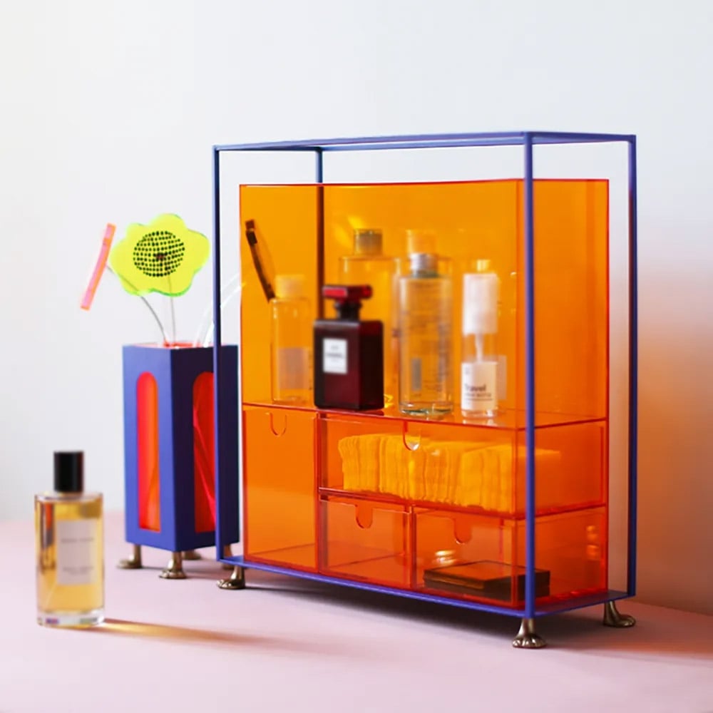 Acrylic Makeup Organiser Desk Storage Shelving with 4 Paws window image