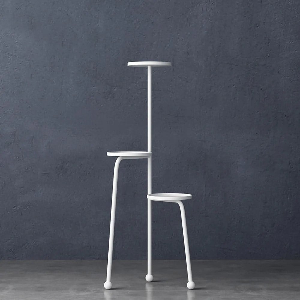 White Small Space 3-Layer Corner Floor-Standing Planter Stand with 3 Planter Trays window image