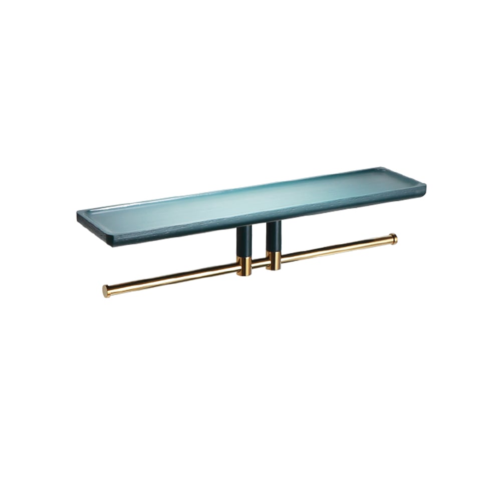 Modern Bathroom Storage Shelf with Brass Towel Bar window image