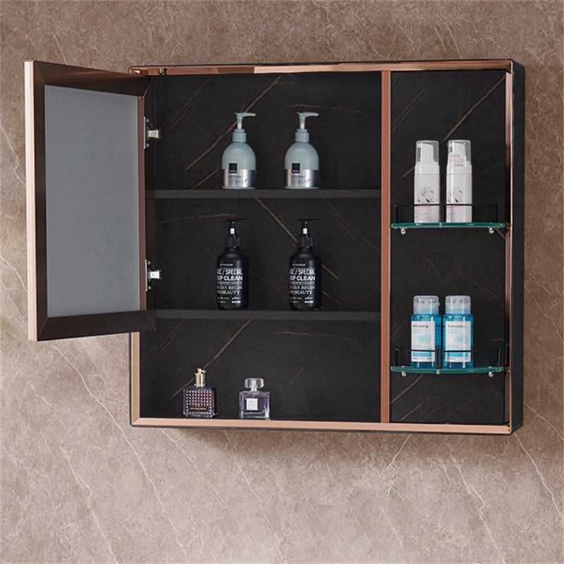 Black Floating Single Sink 31" Bathroom Vanity Set with Medicine Cabinet Sintered Stone window image
