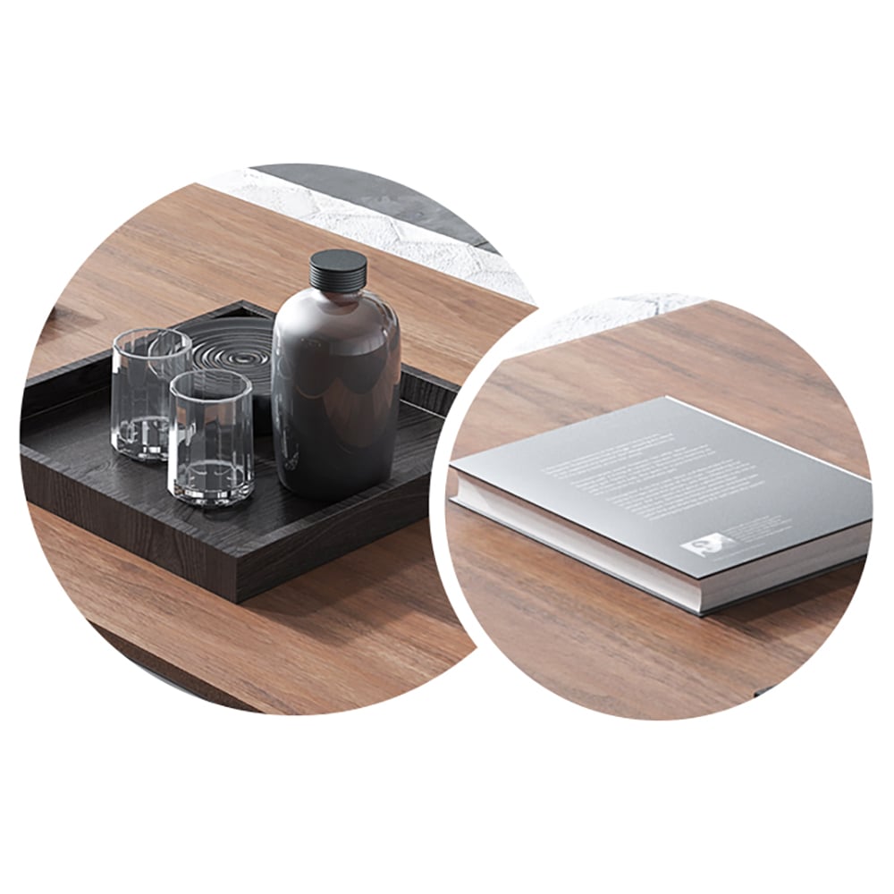 Witte moderne salontafel met laden in eikenhout Vensterafbeelding