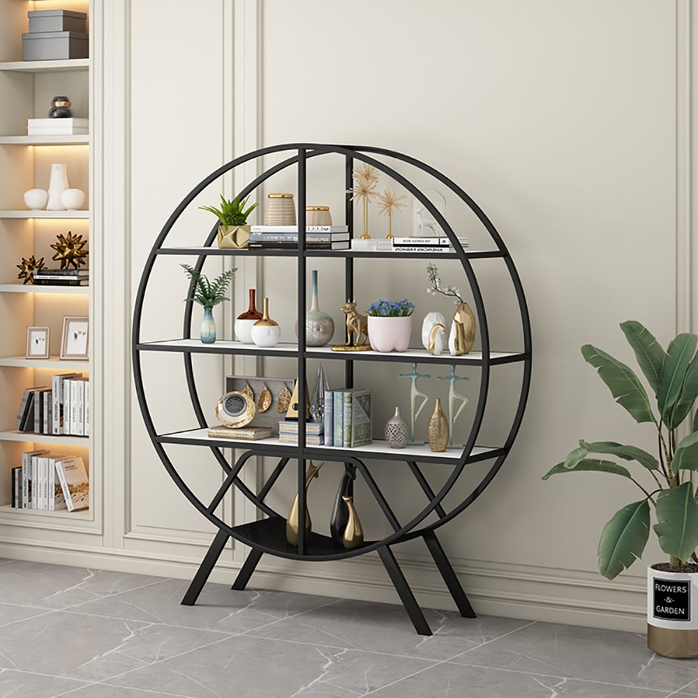Contemporary Freestanding Round Etagere Bookshelf window image