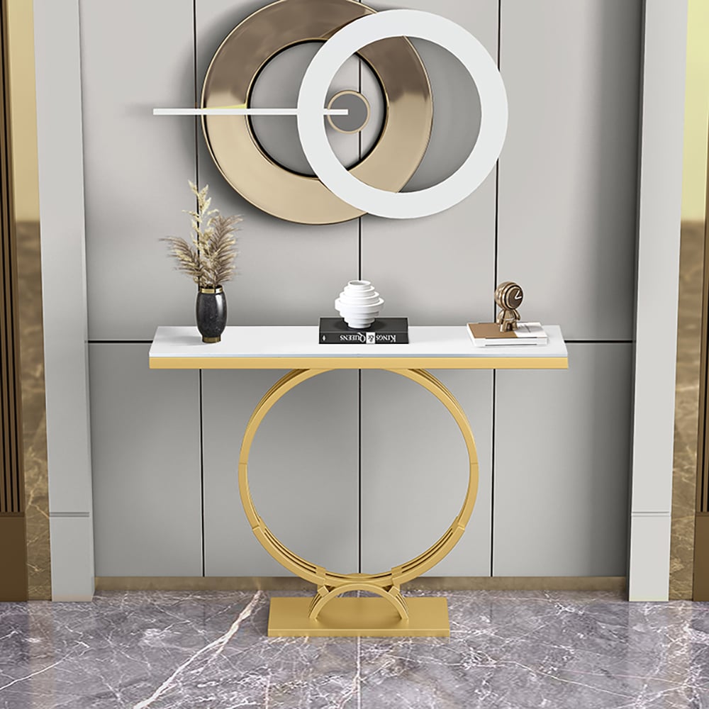 Console moderne en bois Tréteau en métal blanc image de fenêtre