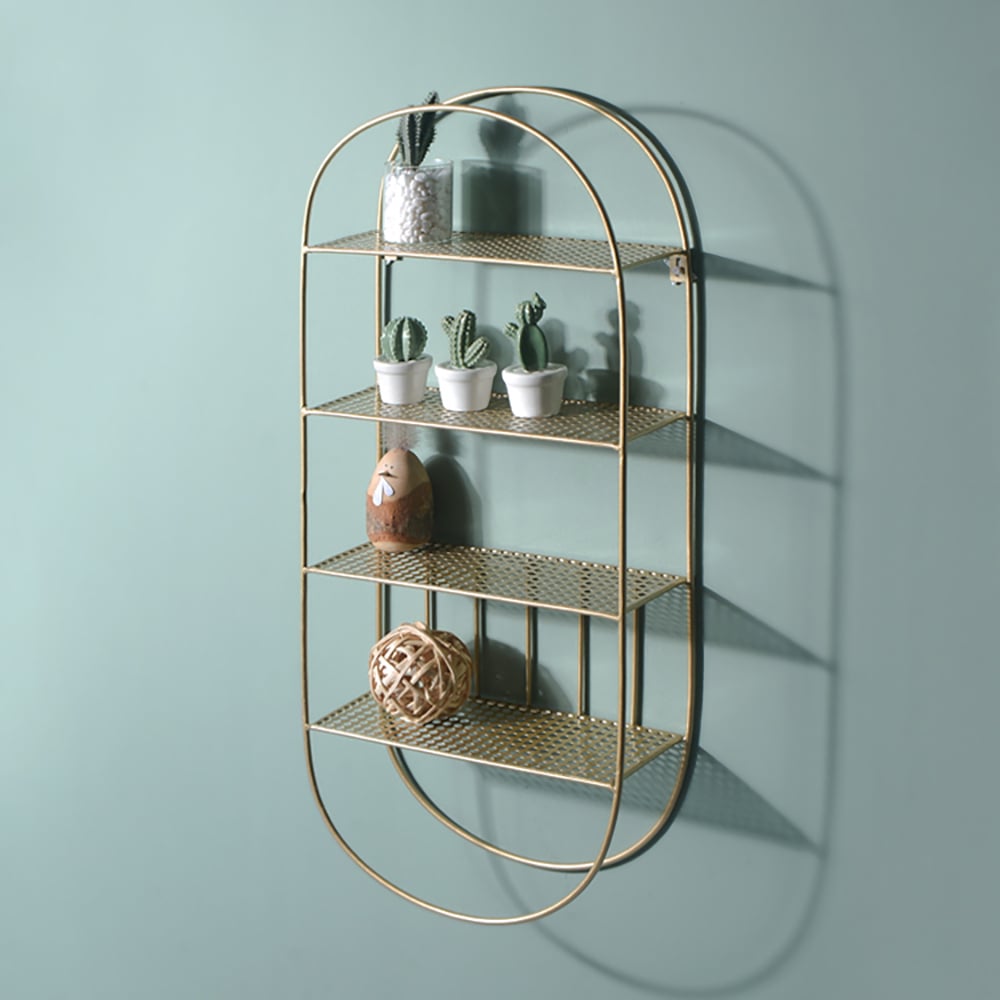 4-Tier Wall Mounted Stand Floating Shelf in Gold window image