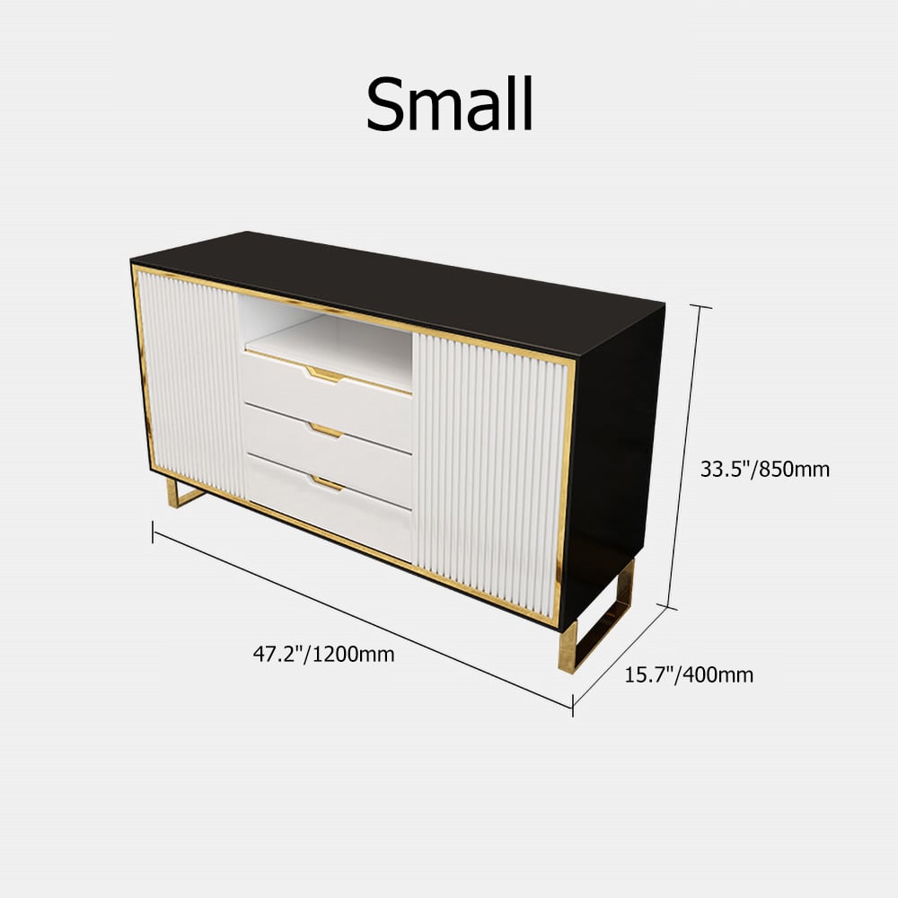White Sideboard Buffet Modern Sideboard Cabinet with 2 Doors & 3 Drawers in Small window image