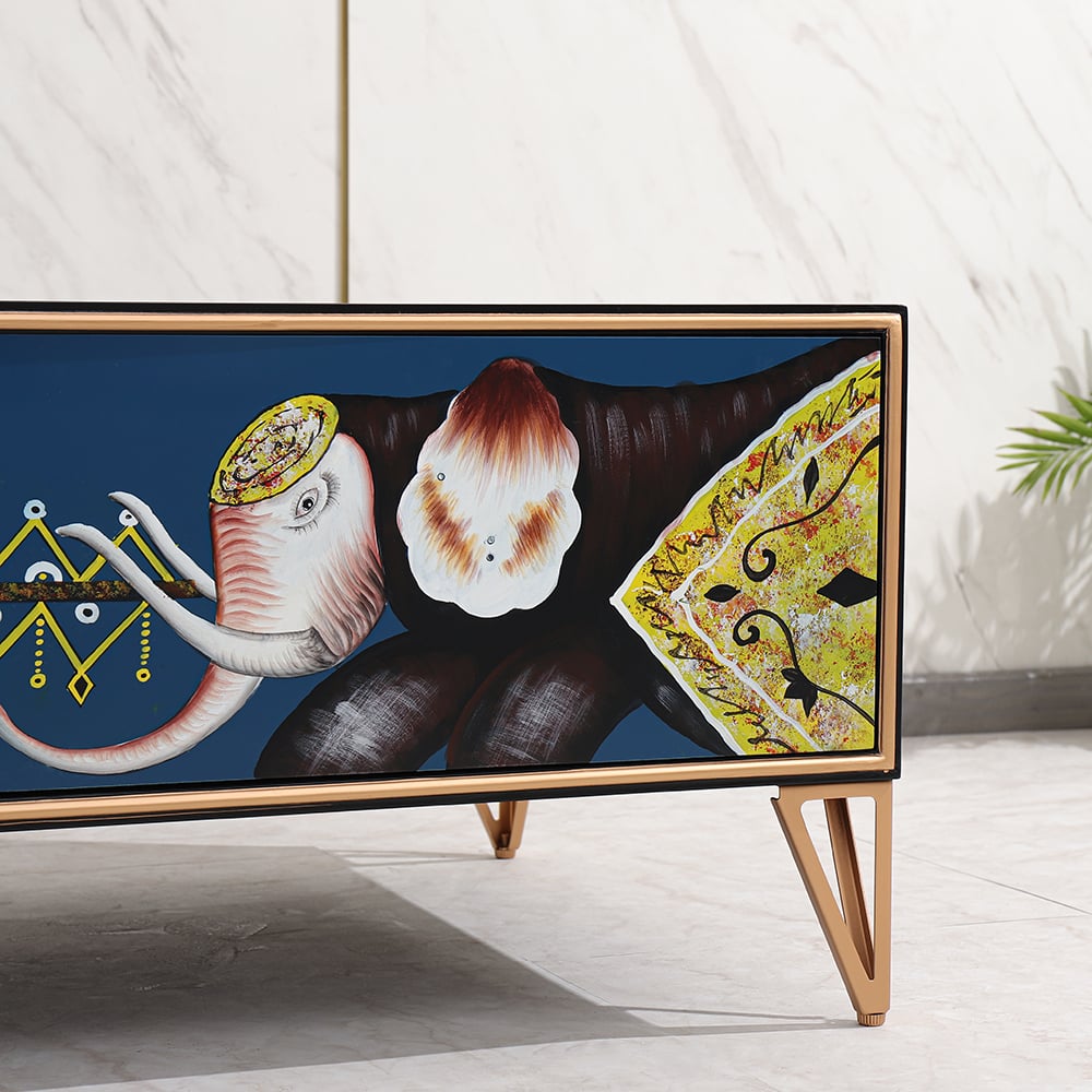 Modern Black Coffee Table with Drawers in MDF & Metal window image