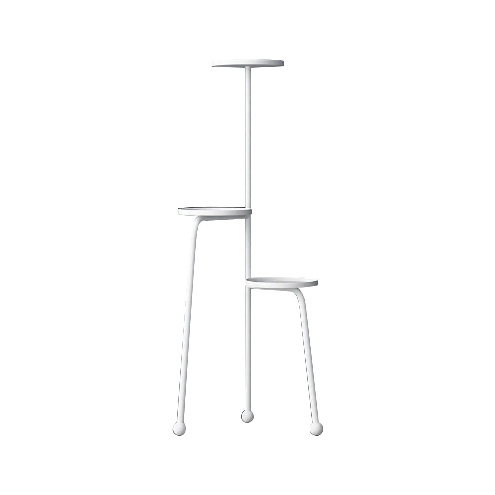 White Small Space 3-Layer Corner Floor-Standing Planter Stand with 3 Planter Trays window image