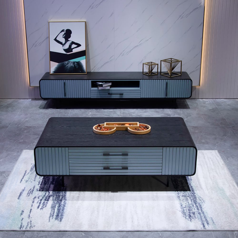 Modern Coffee Table with Drawers in Blue window image