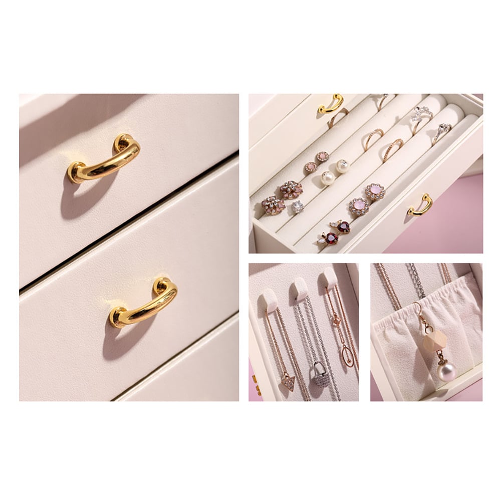 Modern Leather Jewelry Box with Doors in White window image