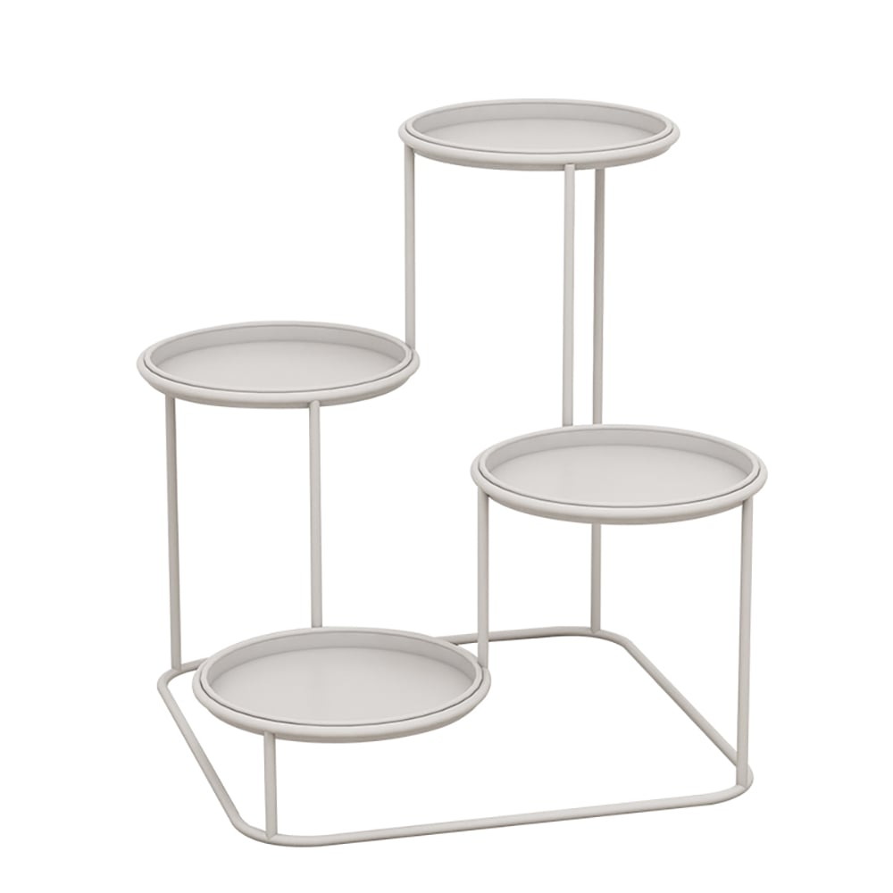 Modern 4-Tiered Ladder Plant Stand in White window image