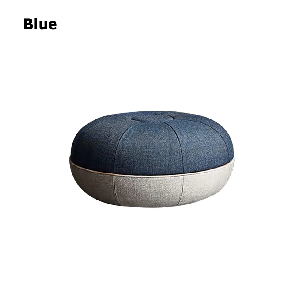 Round Tatami Cotton&Linen Upholstered Floor Ottoman Stool window image