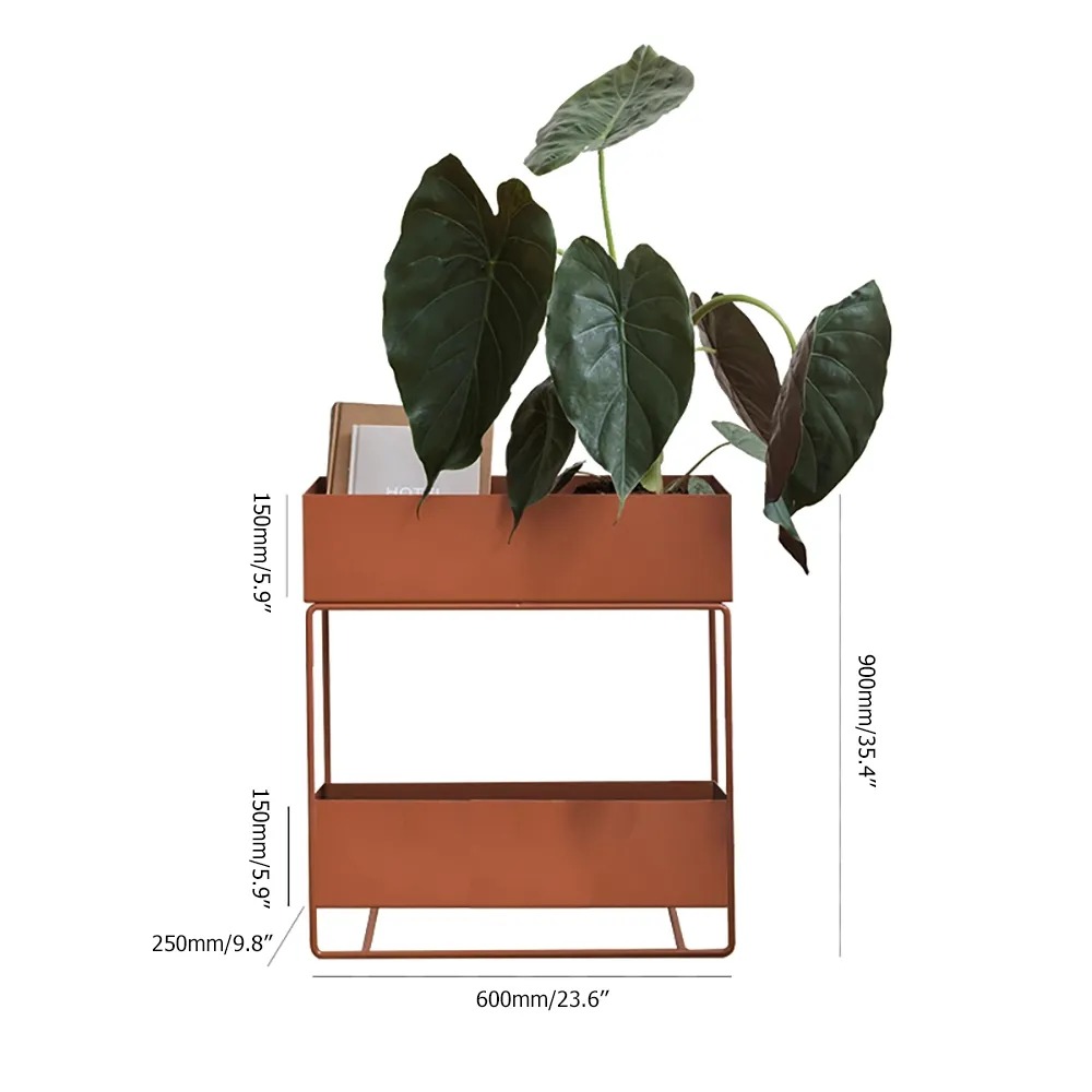 Orange Plant Stand 2-Shelf Gold Plant Pot Stand for Indoor&Outdoor window image
