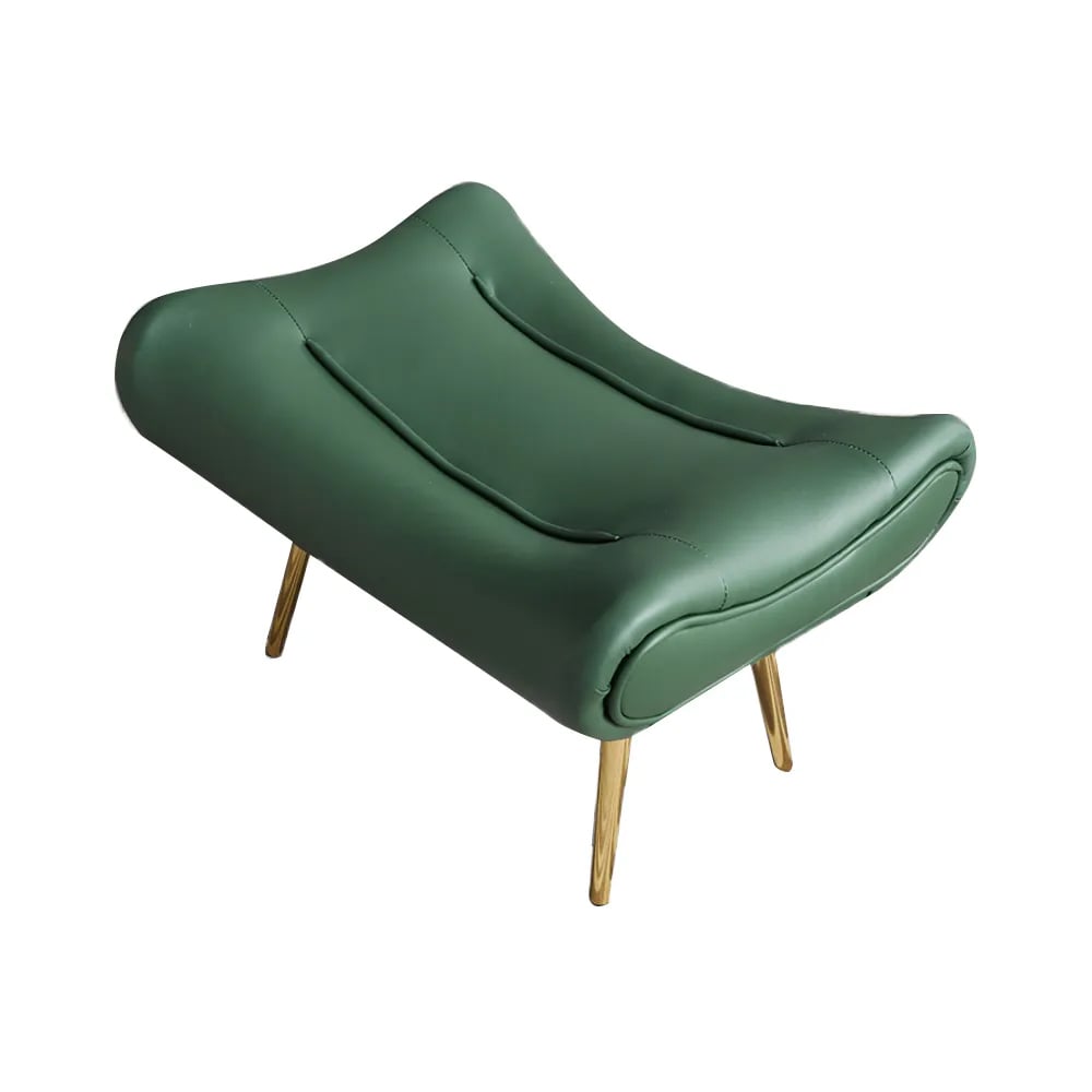 Contemporary Ottoman Footstool Leather Upholstered Gold Metal Legs window image