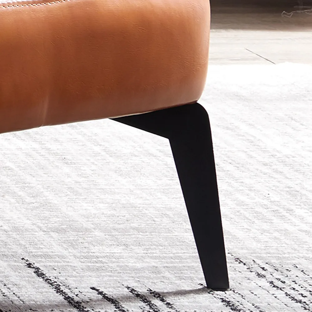 Contemporary Ottoman Footstool Leather Upholstered Gold Metal Legs window image