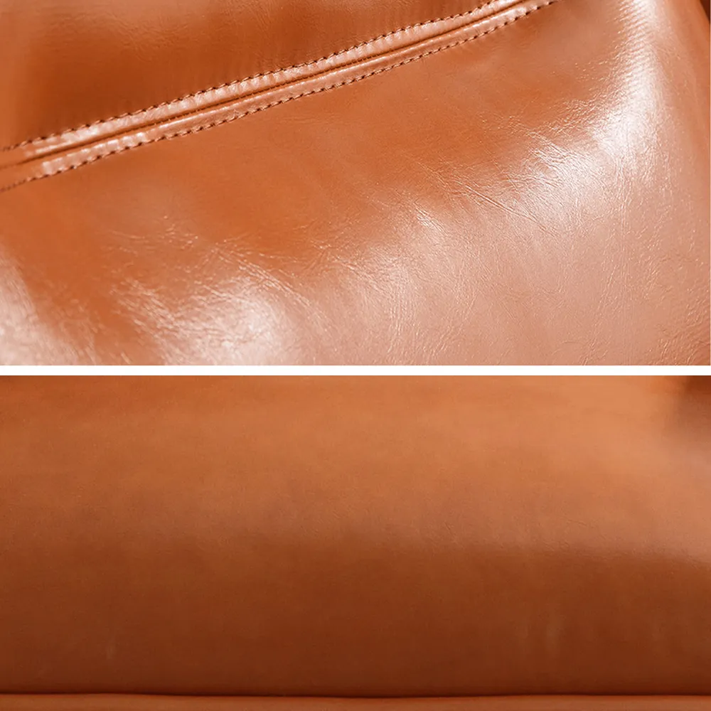 Contemporary Ottoman Footstool Leather Upholstered Gold Metal Legs window image