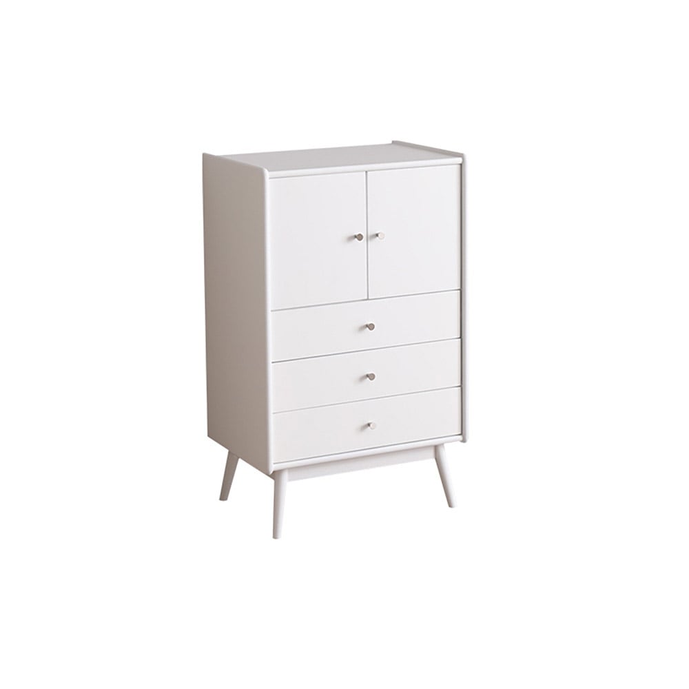 Modern Minimalist White Cabinet with 2 Doors & 3 Drawers window image