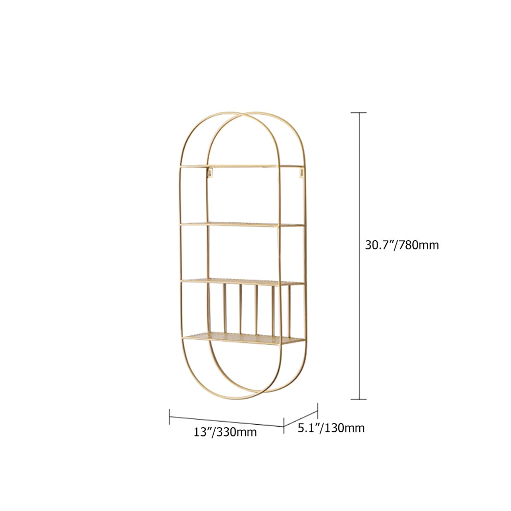 4-Tier Wall Mounted Stand Floating Shelf in Gold window image