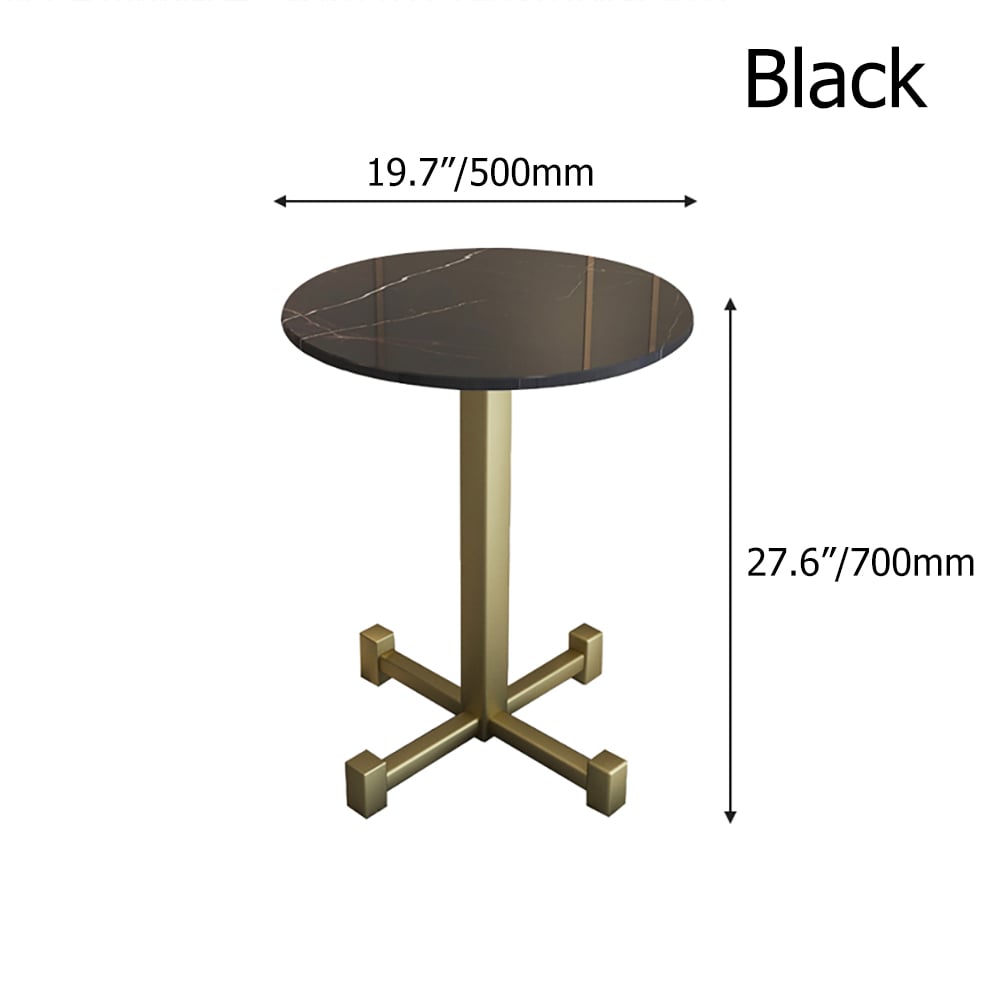 Black Modern Round End Table with Sintered Stone Top & Metal Frame window image