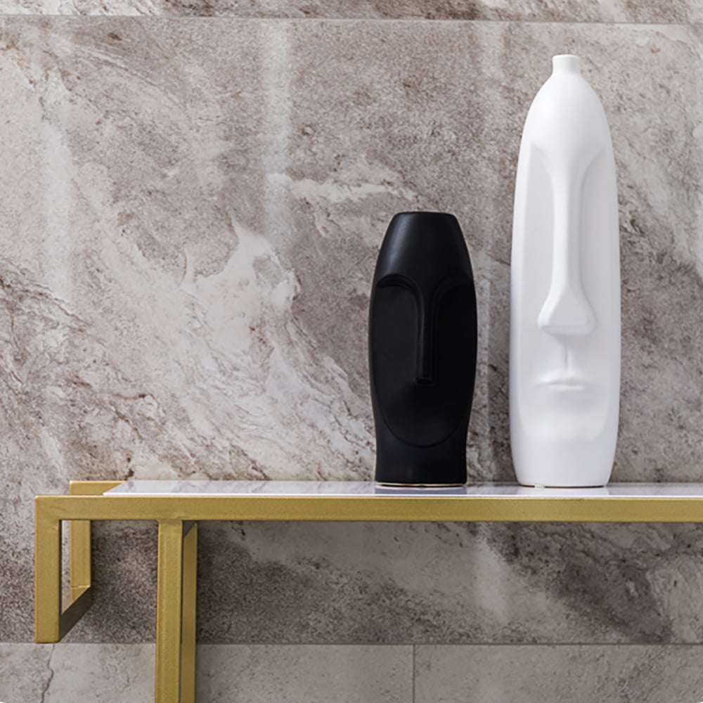 39.4" Modern White Rectangular Console Table with Gold Metal Base window image