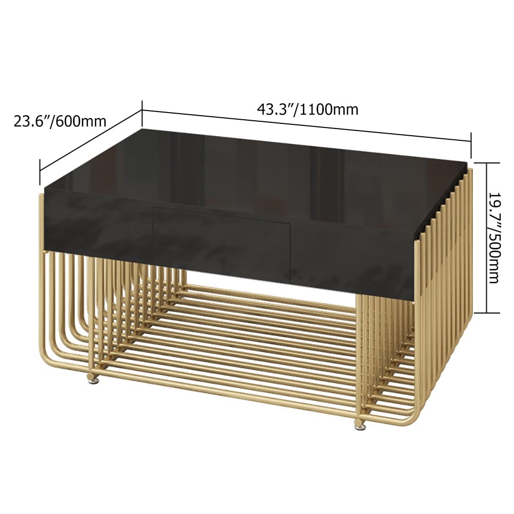 Modern White Coffee Table with Storage Rectangle MDF Top & Metal Frame window image