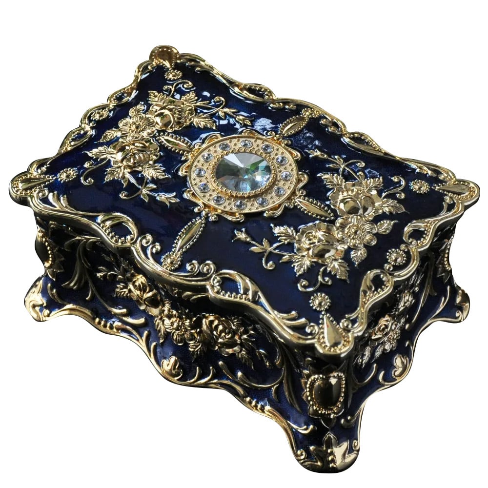 Boîte à bijoux rectangulaire vintage avec organiseur à deux couches image de fenêtre