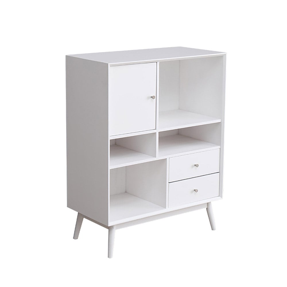 Modern Minimalist White Cabinet with Door & Drawers & Shelves in Small window image