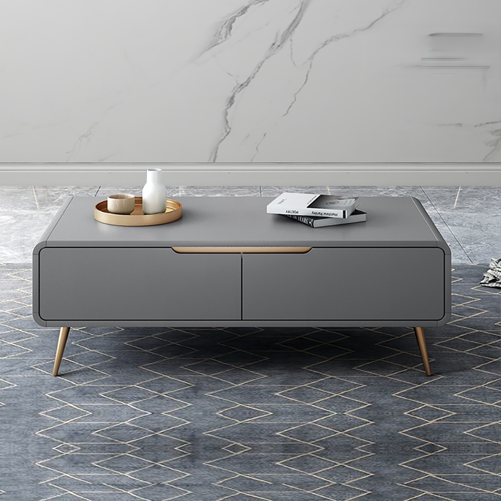 Modern Rectangle-shaped Coffee Table with Storage in Grey window image