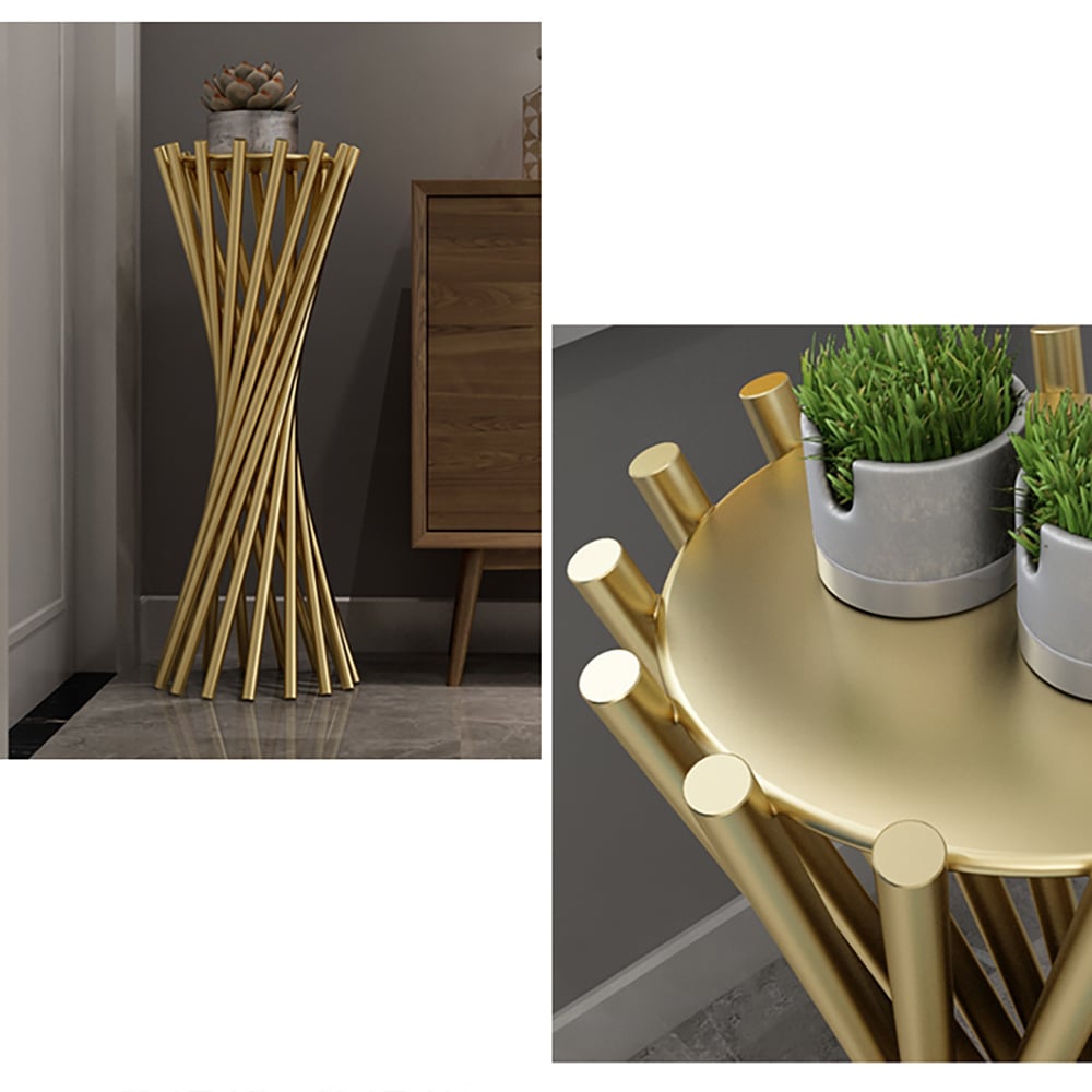 Unique Shaped Simplified Plant Stand in Gold window image