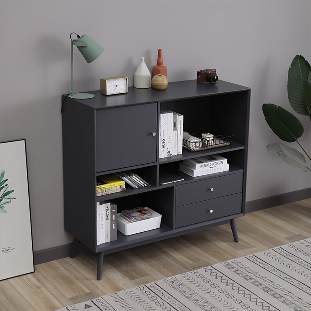 Modern Minimalist Grey Cabinet with Door & Drawers & Shelves in Small window image