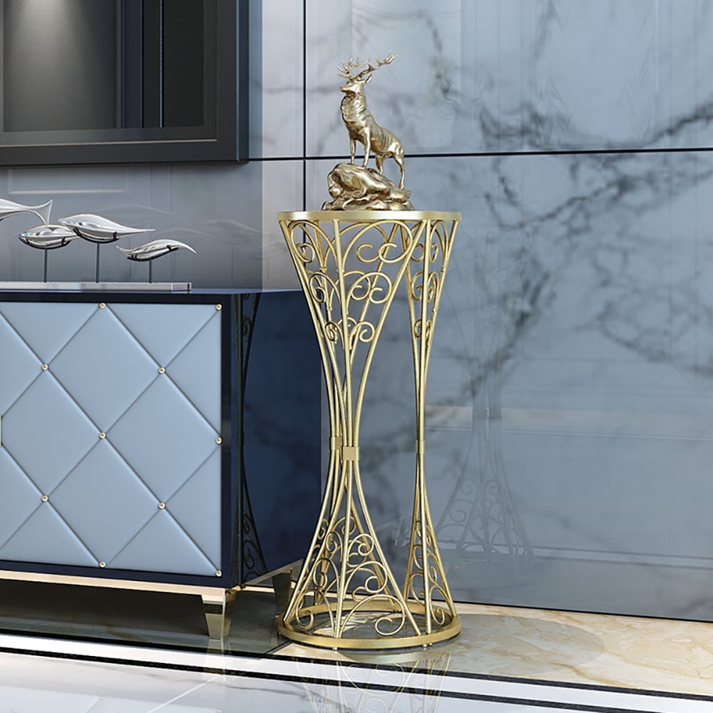 Unique Hollow Plant Stand Flower Rack in Gold window image