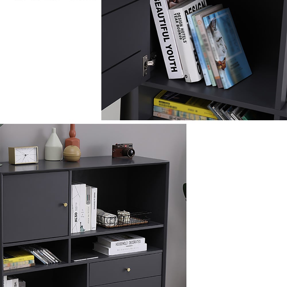 Modern Minimalist Grey Cabinet with Door & Drawers & Shelves in Small window image