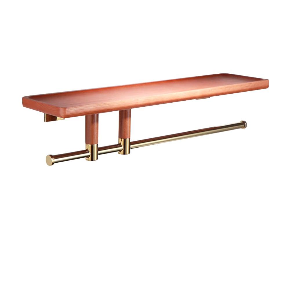 Modern Bathroom Storage Shelf with Brass Towel Rail window image