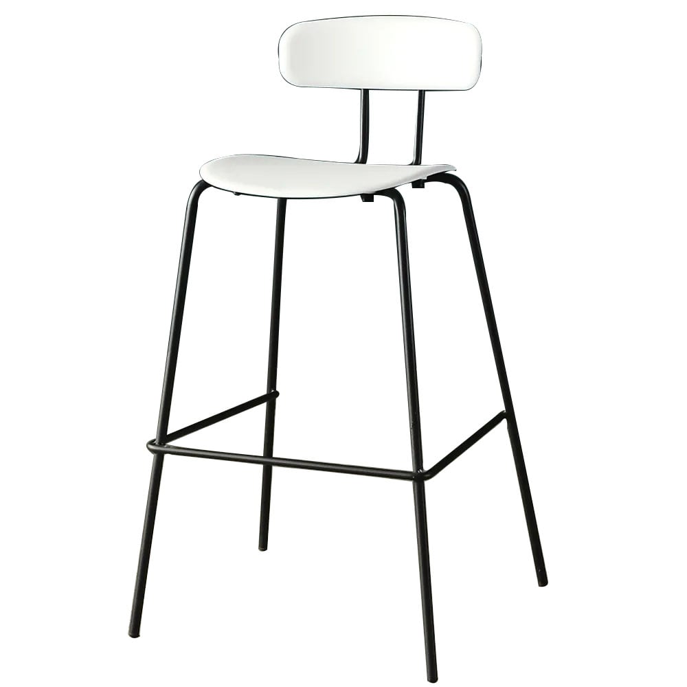 White Counter Height Bar Stool PP Plastic Counter Stool with Footrest Metal window image
