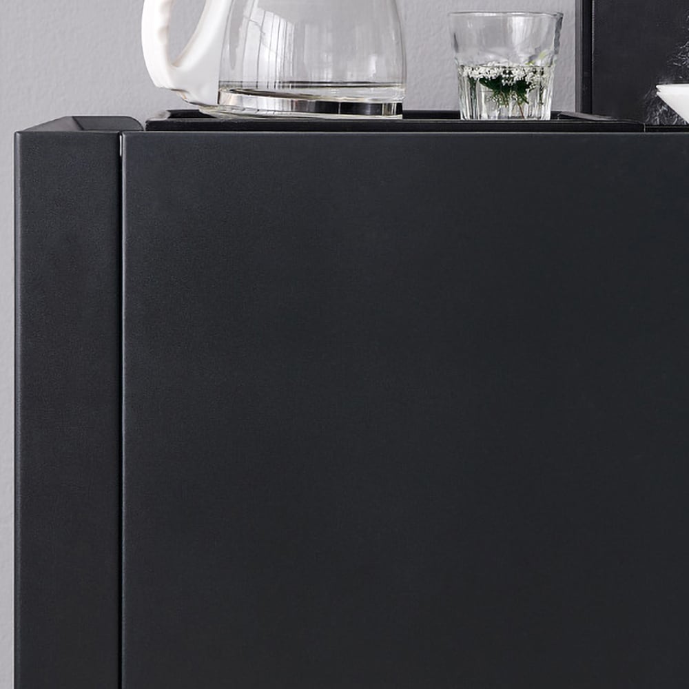 Black Modern Buffet Table Sintered Stone Sideboard Cabinet with Door & Drawers & Shelves window image