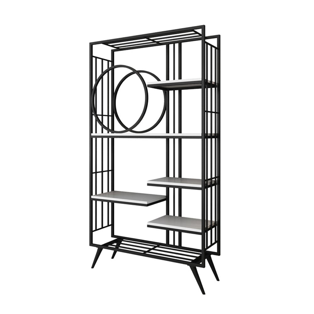 Estantería Etagere de pie contemporánea de 6 niveles en metal y madera Imagen de ventana