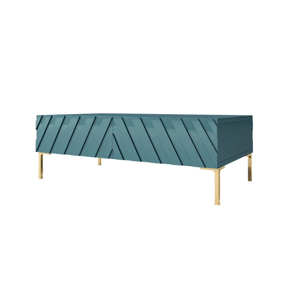 Modern Wood Coffee Table with Drawers Rectangle Accent Table in Green window image