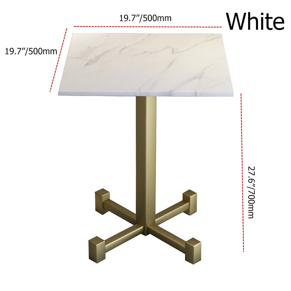White Modern Square End Table with Sintered Stone Top & Metal Frame window image