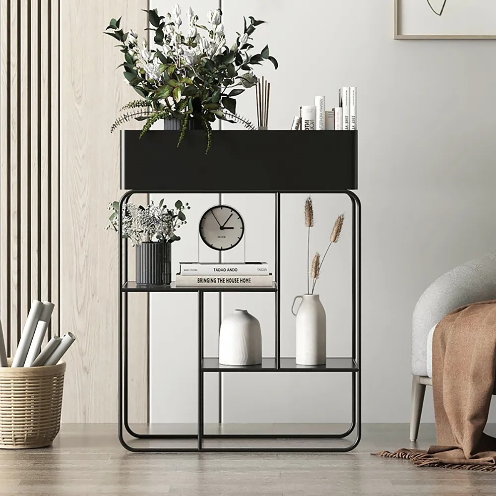 Black 3-Tier Plant Stand for Indoors Rectangular Display Shelf Storage Shelving Flower Stand window image