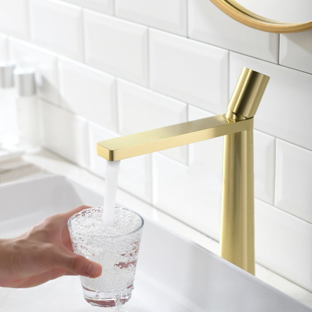 Modern Single Hole Single Handle Brass Bathroom Vessel Sink Faucet window image