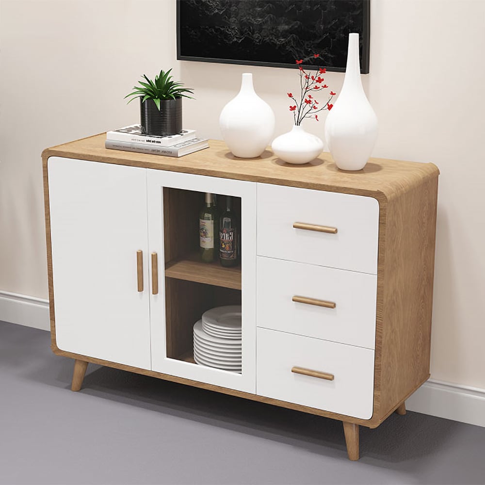 Natural Sideboard Buffet with Doors & Drawers & Shelves in Large window image