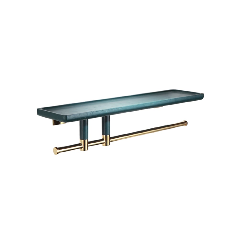 Modern Bathroom Storage Shelf with Brass Towel Rail window image