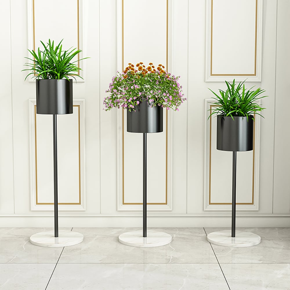 Black Nordic Freestanding Plant Stand Flower Pot Set of 3 window image