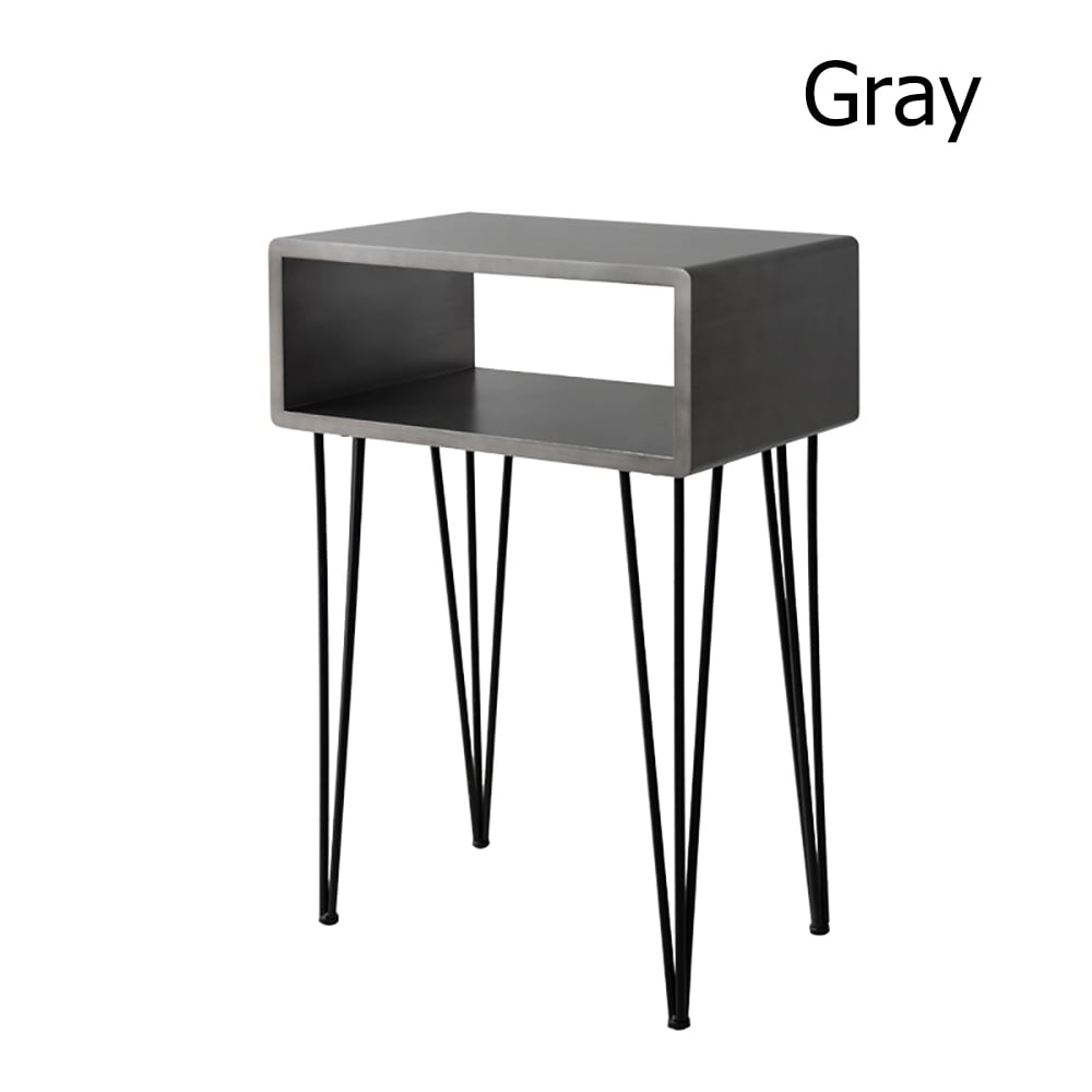 Modern Gray End Table with Storage in MDF & Metal window image